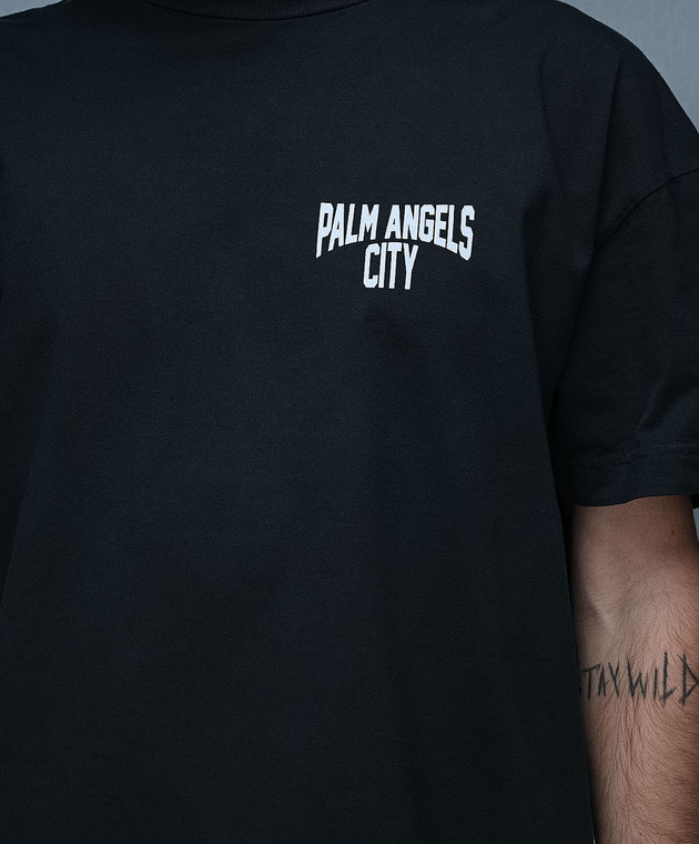 Palm Angels - Gray t-shirt with PA CITY logo