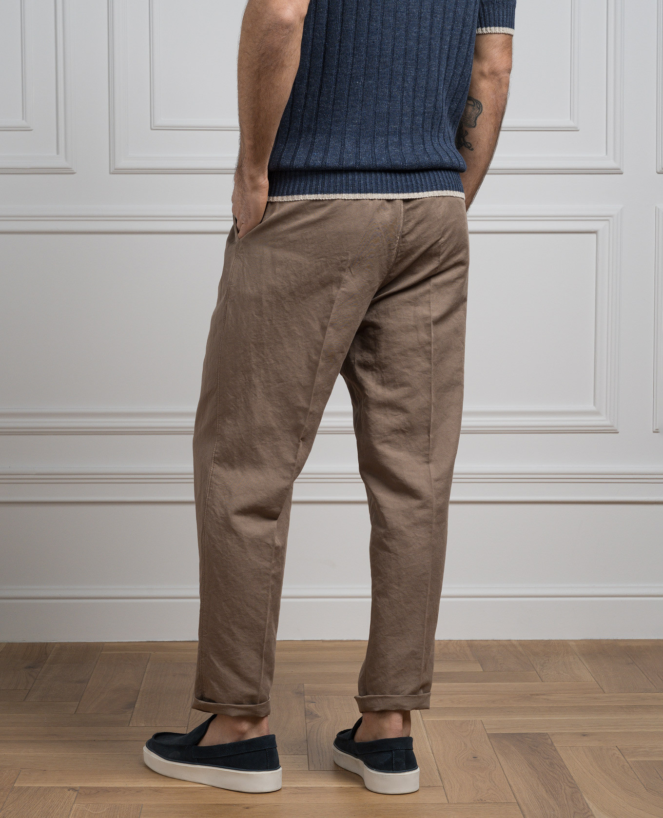 Brown pants with linen Brunello Cucinelli 4