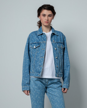 Bally Blue denim jacket with a logo print L3BA375FCO264