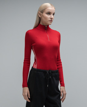 Moncler Red wool golf with logo pattern 9F00001M1131