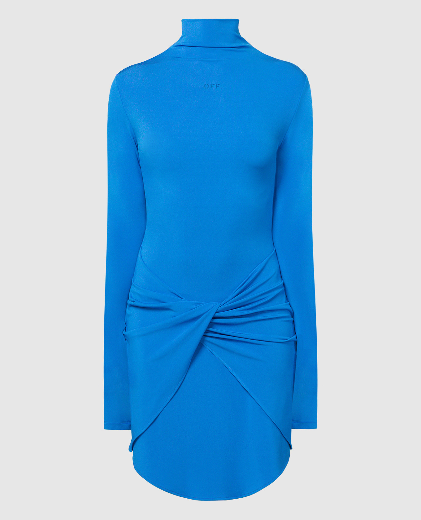 

Blue logo print mini dress with drape Off-White