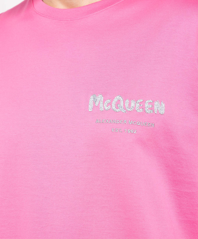 Alexander McQueen - Pink t-shirt with logo embroidery
