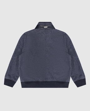 Stefano Ricci Baby blue cashmere cardigan with leather inserts YUJ7400040C0002A