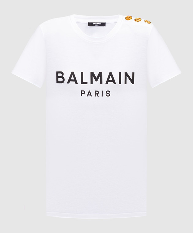 Tシャツ・カットソー BALMAIN FW25 T-SHIRT CON LOGO (BF1EF005BB02 EAB) T-shirt with Balmain Paris print - Women | BALMAIN