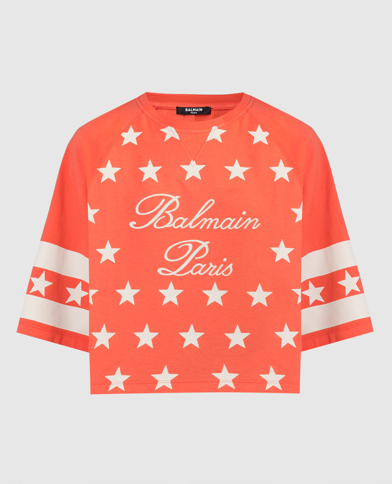 

Pink T-shirt with Signature Stars print Balmain