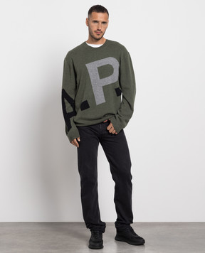 A.P.C Green wool jumper with logo pattern WVBBXH23222