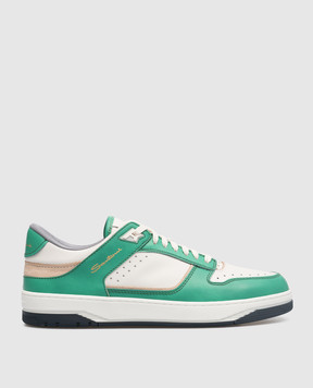 Santoni Sneak-Air green leather sneakers MBSA21865BBLHDWU