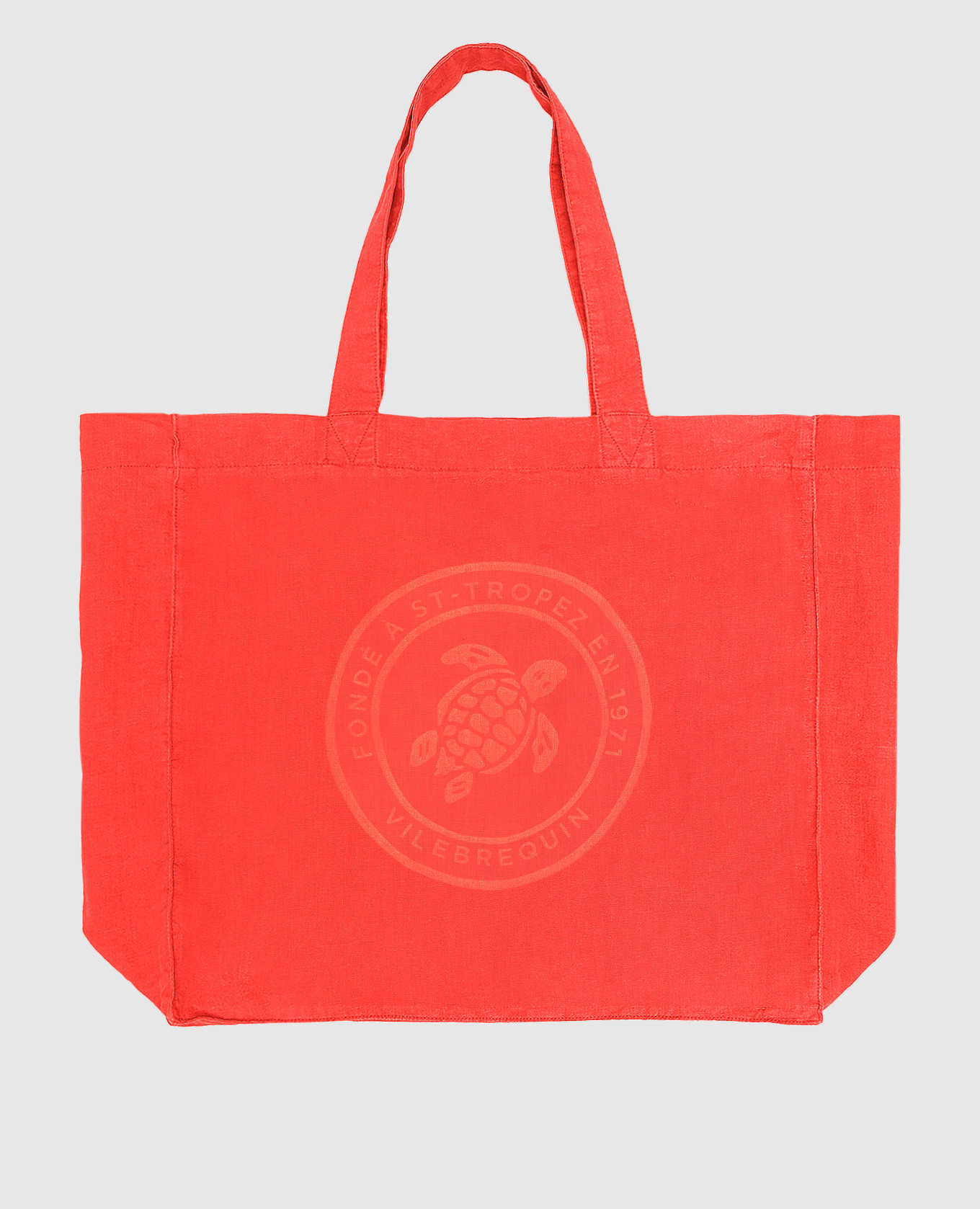 

Babel Orange Linen Beach Bag With Logo Print Vilebrequin