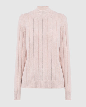 Peserico Beige wool, silk and cashmere turtleneck with monil chain S99486F079018V