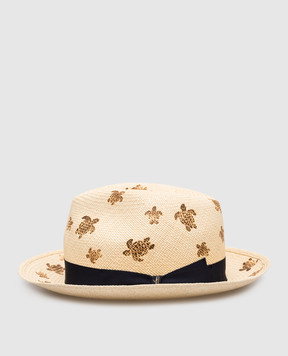 Vilebrequin Claudio beige straw hat with print CDOH2403
