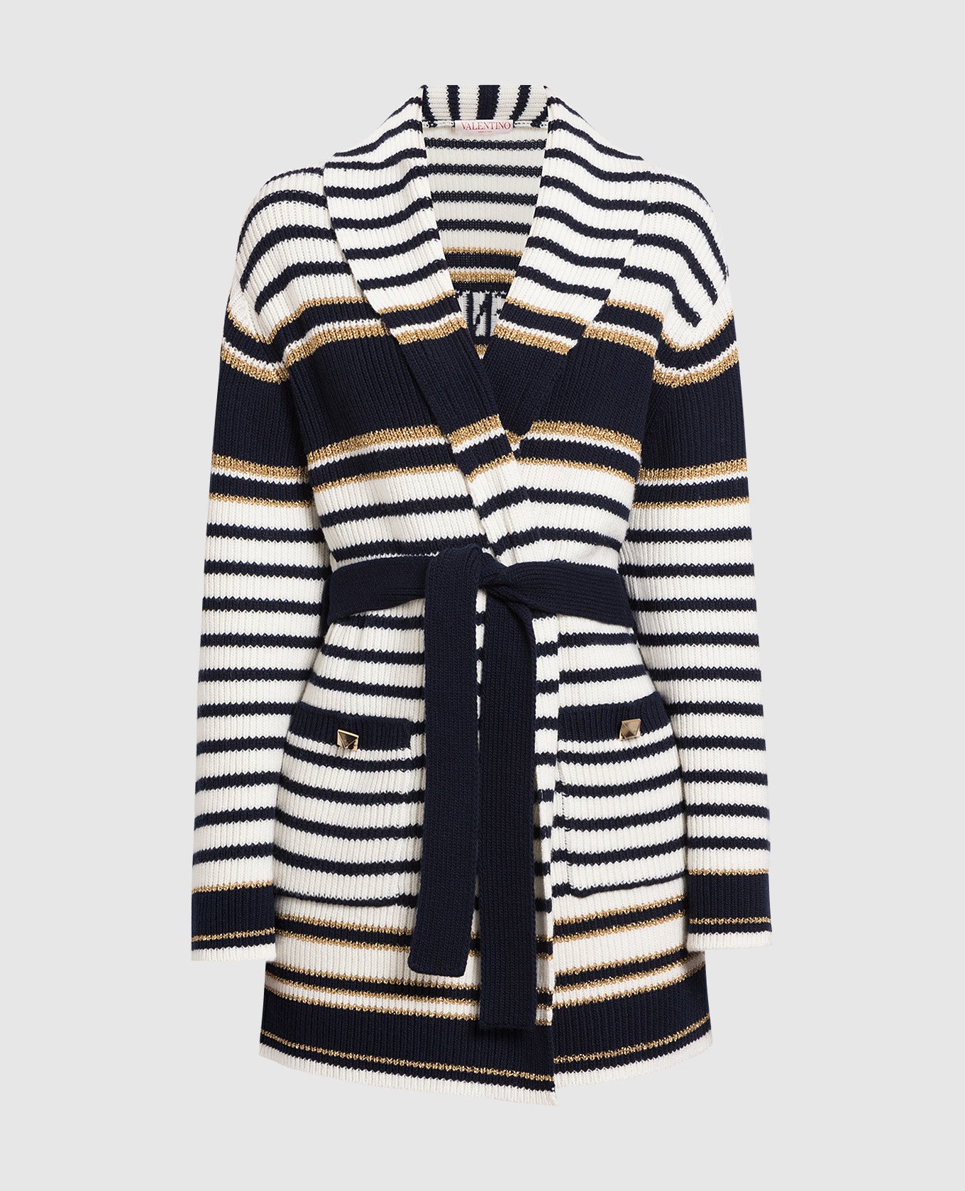 White striped wool cardigan valentino