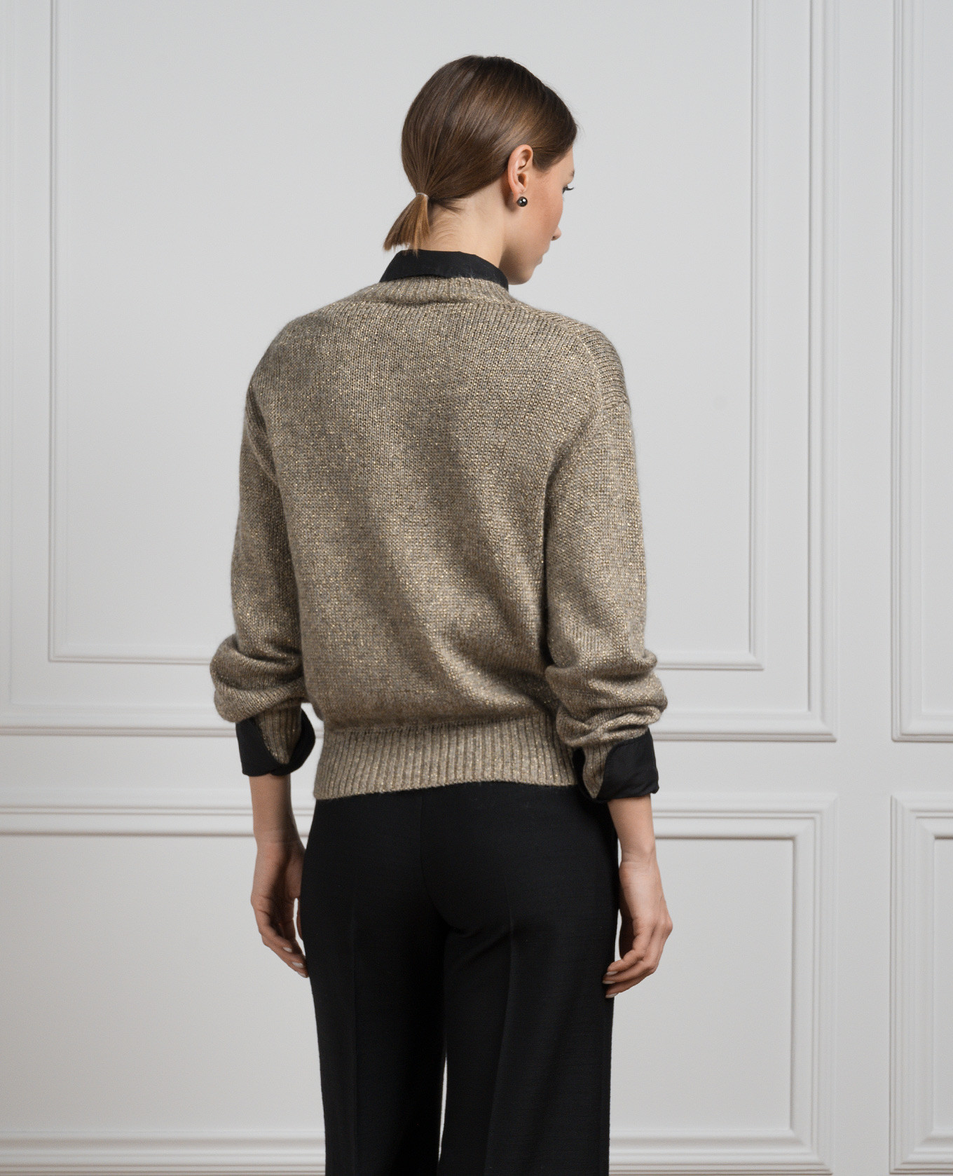 Brown melange sweater with wool and lurex Brunello Cucinelli 4