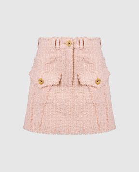 Balmain Pink tweed skirt with fringe and lurex CF1LA375XF91