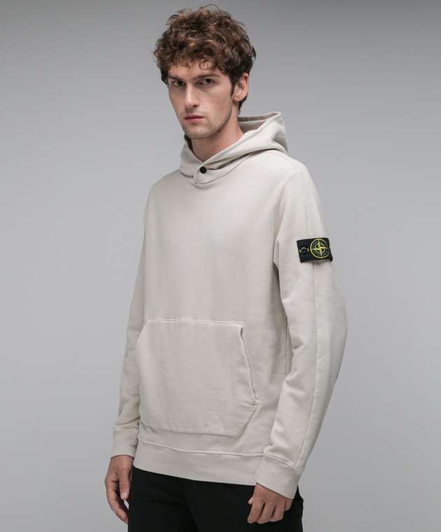 Beige stone island hoodie best sale