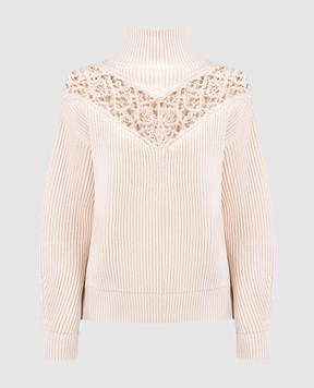 Jil Sander Beige sweater with openwork embroidery J02GP0169J15389