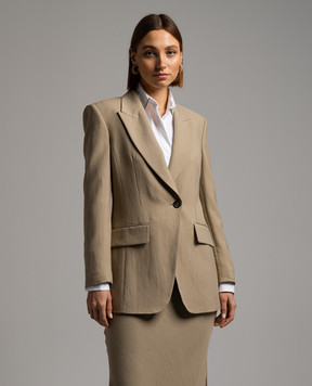 Brunello Cucinelli Beige linen jacket with monil chain MH1262682