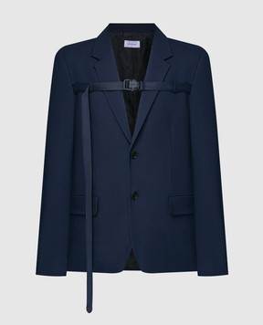 Off-White Blue Sierra Leone Strap Blazer OMEN081F23FAB001