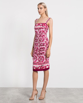 Dolce&Gabbana Pink dress made of silk with a Majolica print F6AHITHPADV