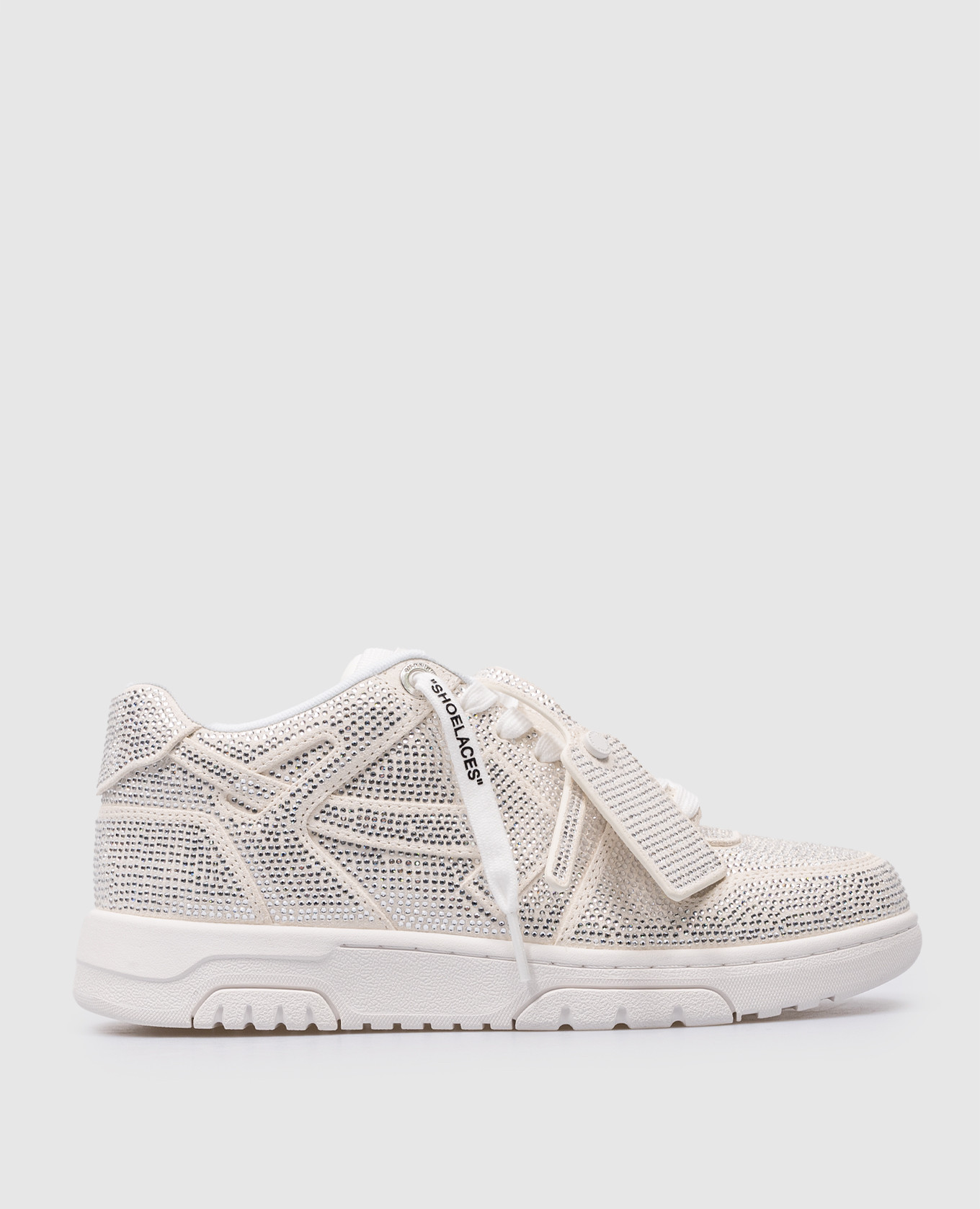 Off-White - Białe sneakersy Out Of Office z kryształkami