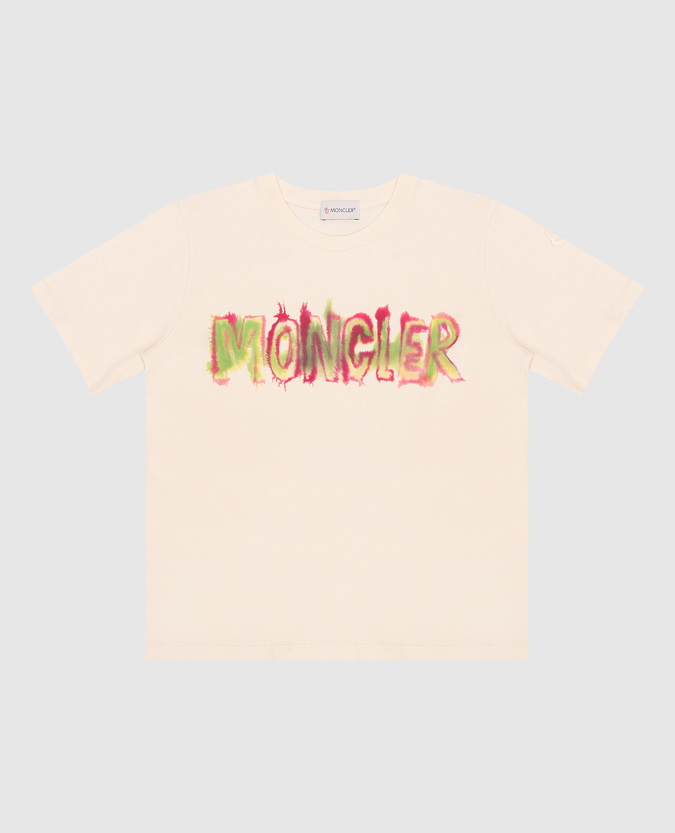 Children's beige t-shirt with logo print moncler enfant
