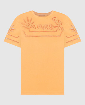 Ermanno Scervino Orange t-shirt with lace D442L329DUX