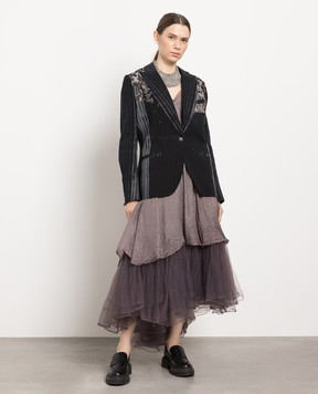 Marc Le Bihan Black silk jacket with lace 22814