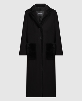 Simonetta Ravizza Black Oleandro wool shearling coat OLEANDRO
