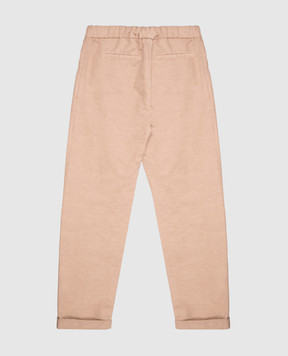 Brunello Cucinelli Children's brown linen trousers with lapels B291DP113B