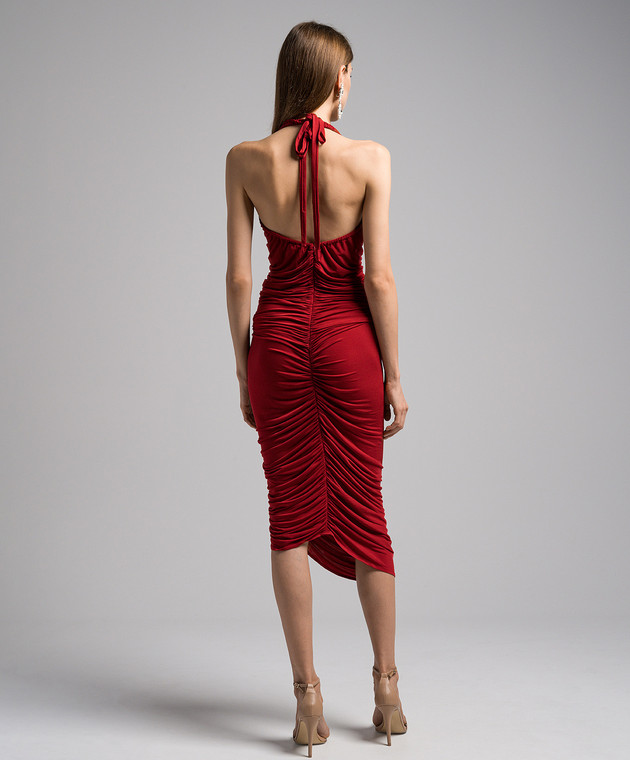 Magda Butrym - Czerwona sukienka midi z odkrytymi plecami i