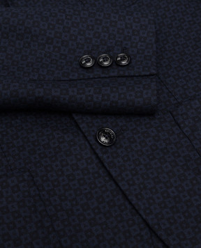 Stefano Ricci Children's blue blazer made of wool in a geometric pattern Y3RSGD3300W805