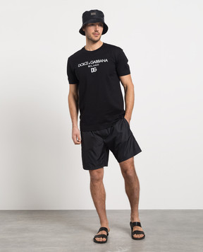 Dolce&Gabbana Black swim shorts with metallic DG logo M4E27TFUSFW