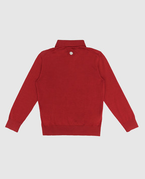 Stefano Ricci Children's red wool polo shirt with a textured pattern KY06008P03Y20301