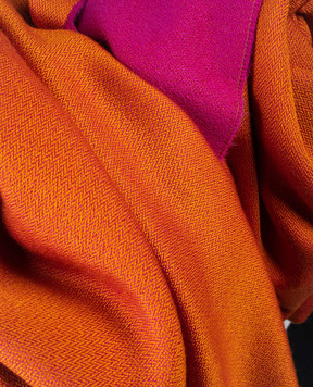 Somma Double-sided wool, silk and cashmere Leida plaid with fringe NLEIDA