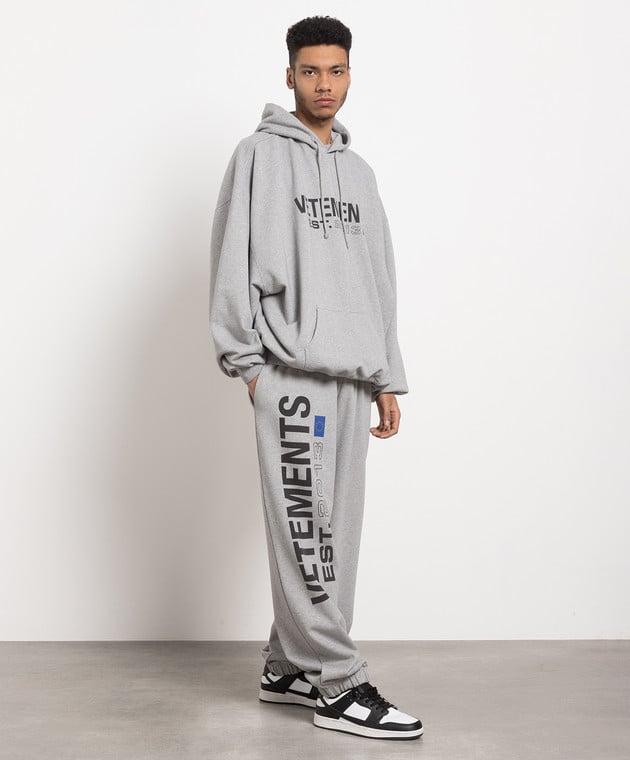 Vetements - Gray hoodie with logo print UE54HD100G - buy with European  delivery at Symbol