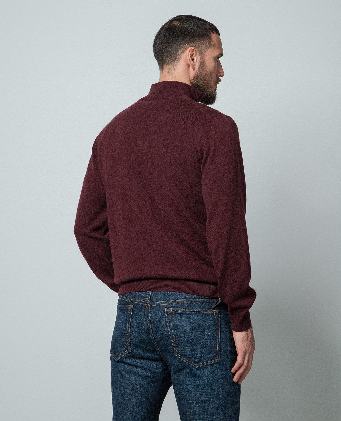 Burgundy cashmere jumper with zipper Cashmere&Whiskey 4