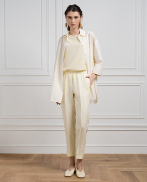 Peserico Yellow top with monil silk chain S08893D07325