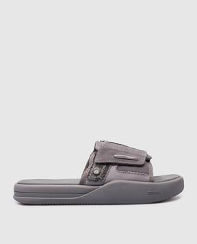 C2H4 Gray combination flip flops with logo R003098S