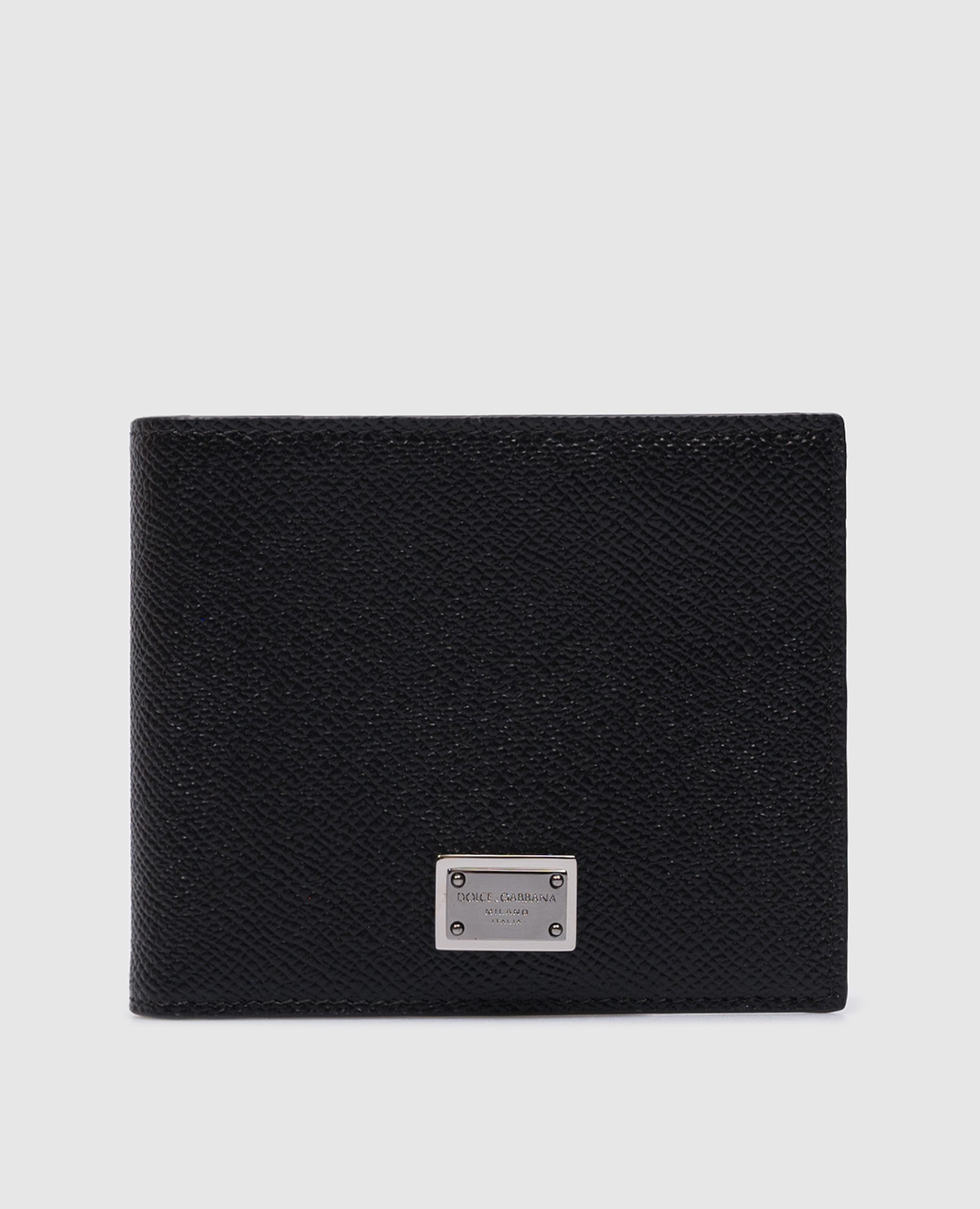 

Black leather purse with metal logo Dolce&Gabbana, Черный