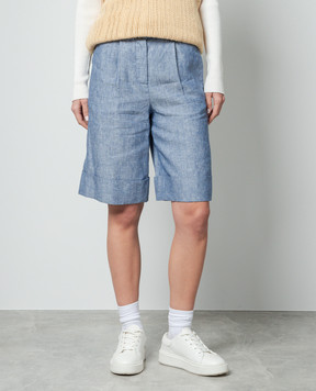 Peserico Blue linen shorts P04422A02489
