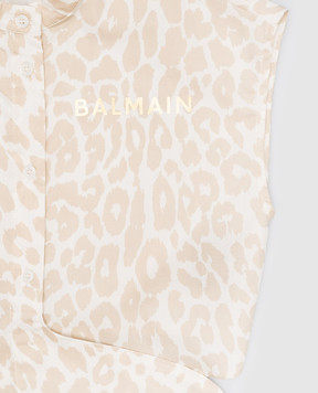 Balmain Children's beige animal print top BS5A32P0282410