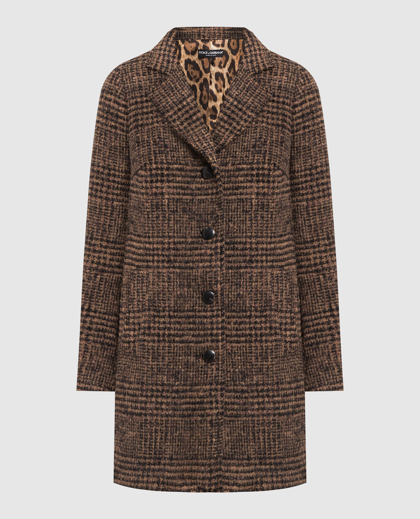 Brown checked coat dolce&gabbana