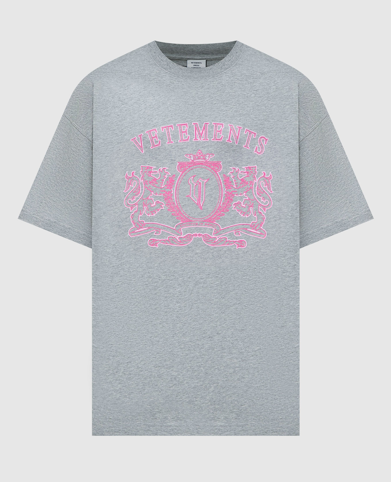 Gray melange t-shirt with logo print vetements