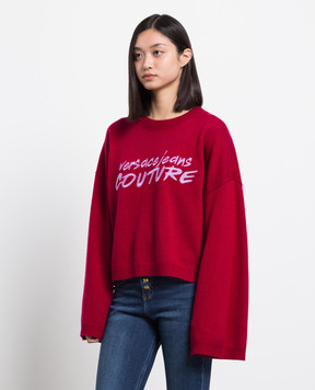 Versace Jeans Couture Burgundy jumper with logo embroidery 73HAFM02CM14N