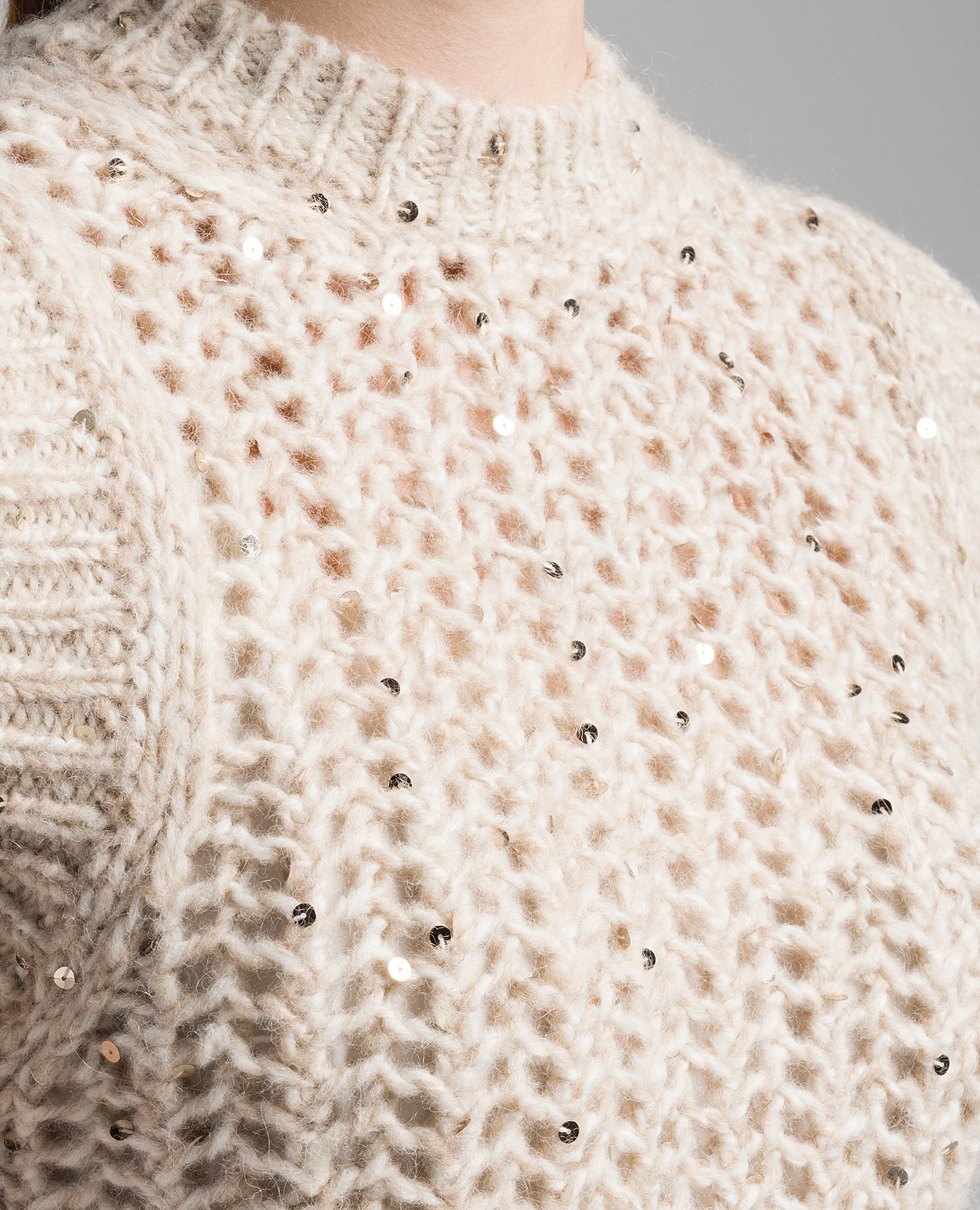 Beige combined dress with sequins Peserico 5