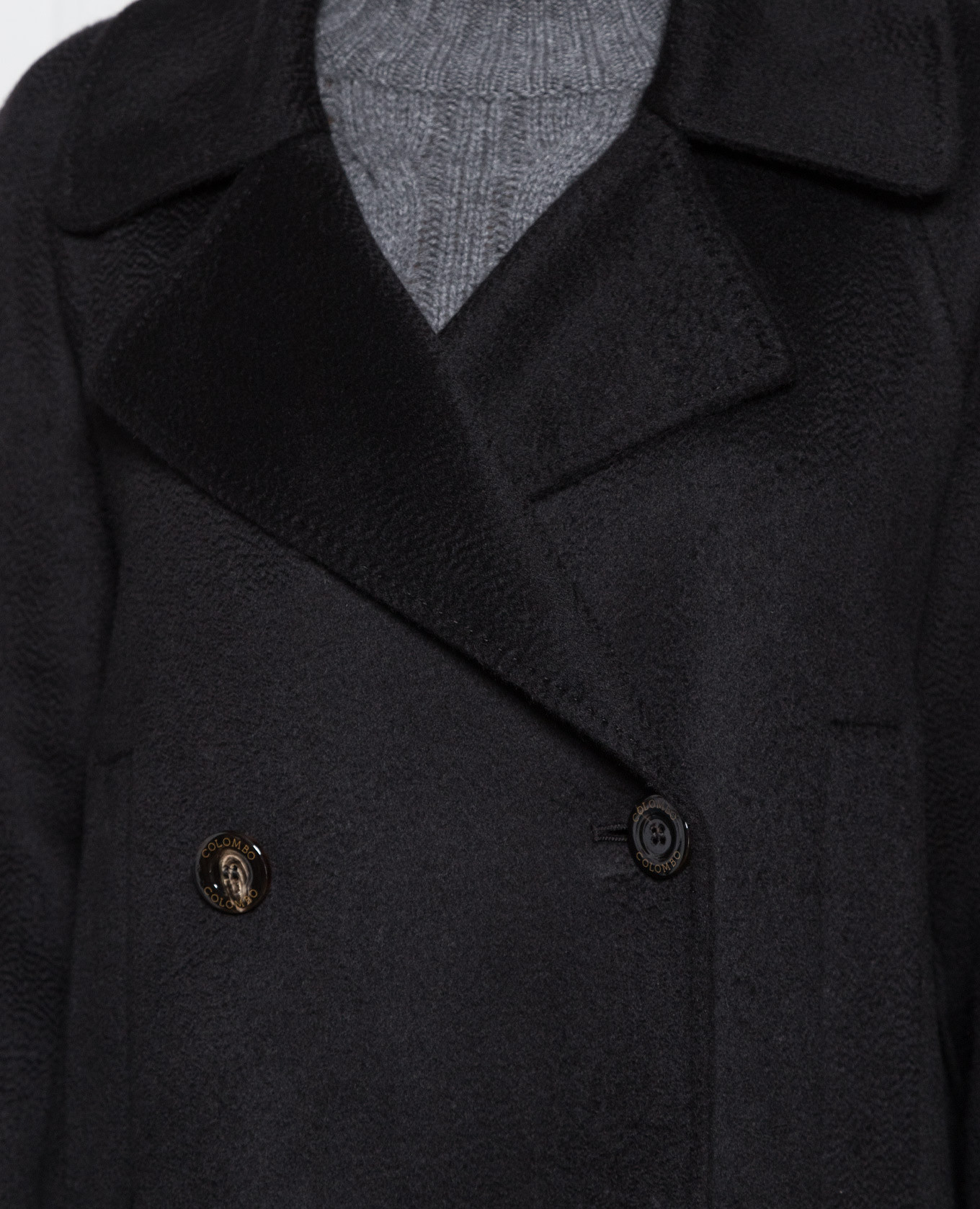 Black double-breasted cashmere coat COLOMBO 5