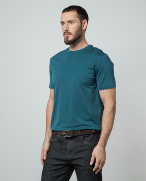 ISAIA Blue T-shirt with silk MCI154JP001