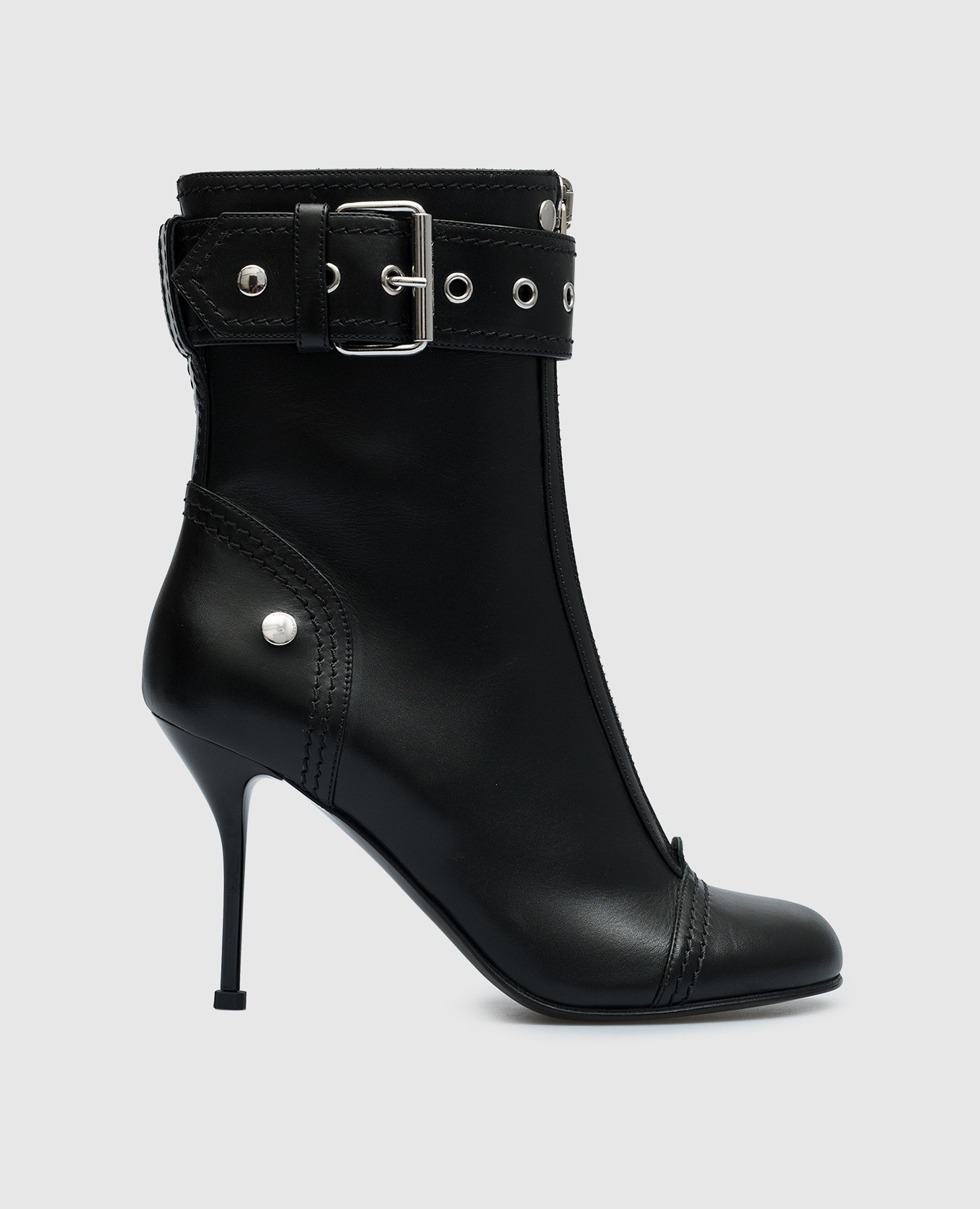 Black leather ankle boots alexander mcqueen