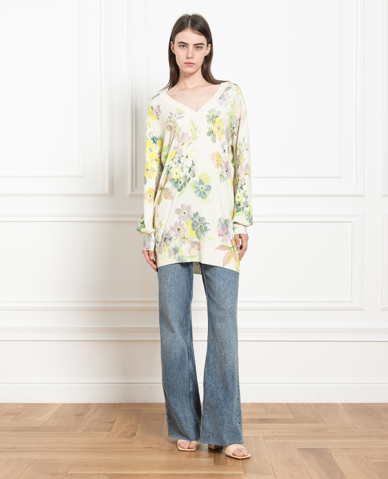 Beige pullover in floral print Twinset 2