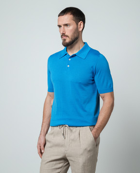 ISAIA Blue cashmere and silk polo shirt MG8024YP002