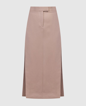 The Attico Beige midi skirt made of wool with slits 241WCS186W046